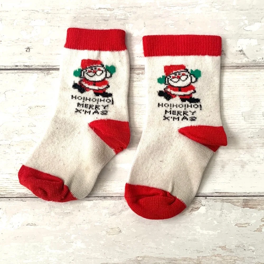 Kids Christmas Socks Toddler Size 2T 3T 4T Kids Red White Ho Ho Ho Holidays
